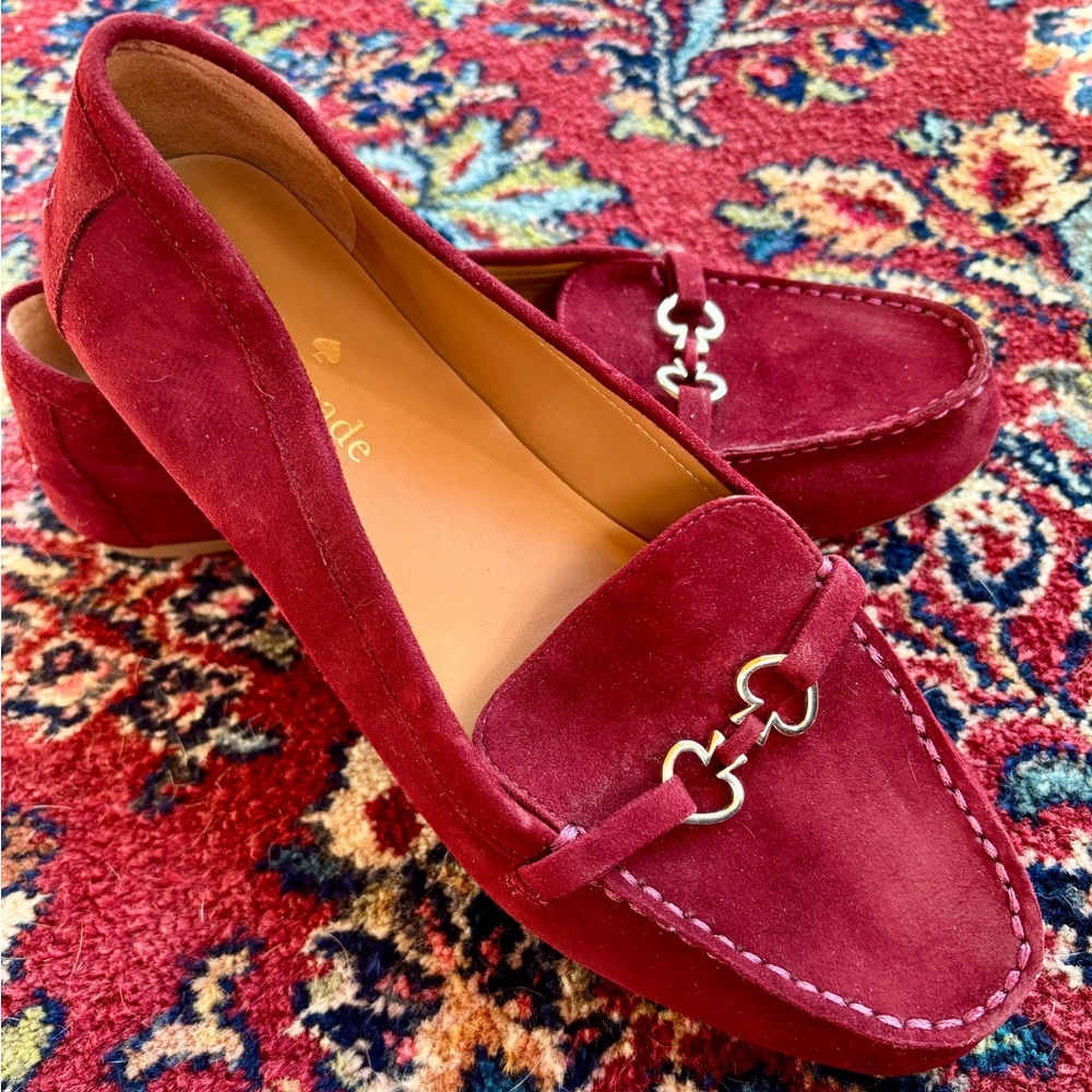 Kate Spade Burgundy Suede Loafers